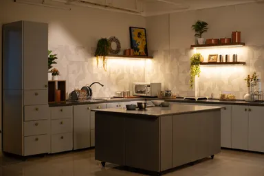 Furnished Studio with a Modular Kitchen and Living Set for shoots image 2