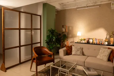 Furnished Studio with a Modular Kitchen and Living Set for shoots image 10